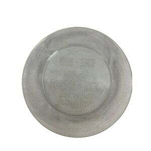 Wedding Commemorative Frosted Glass Plate June 24 1962 9" Etched Design